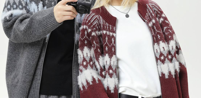 Cardigan da uomo in maglia Fair Isle, maglione in misto lana e visone sintetico di ispirazione vintage, pullover con motivo nordico dalla texture morbida per autunno e inverno_voghion.com