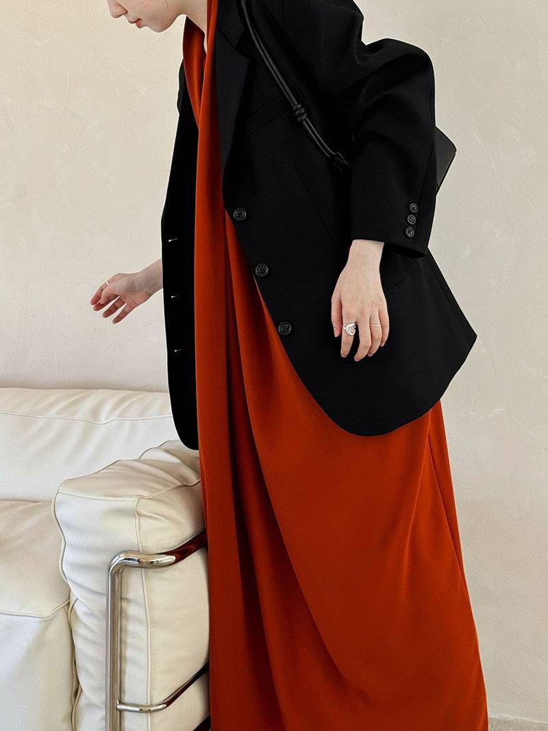 Giacca blazer casual a maniche lunghe in stile coreano da donna, vestibilità ampia vintage con tasche (marrone, nero)_voghion.com