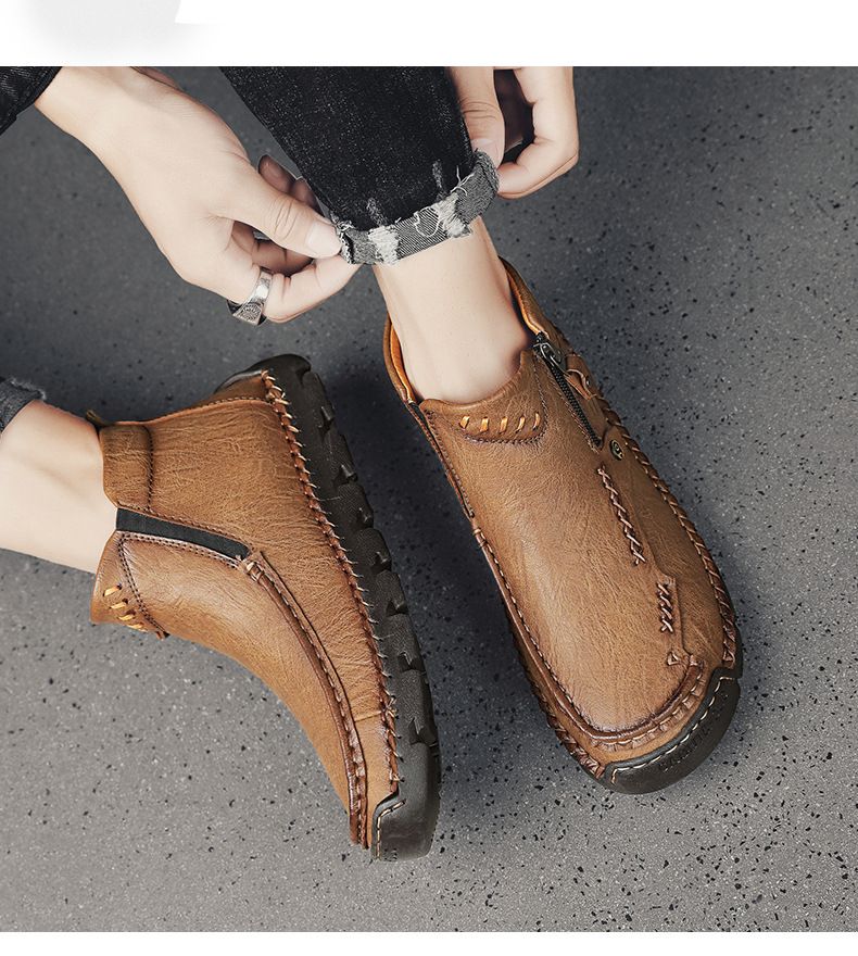 Dj9508 Microfiber Men's Martin Casual Boots Khaki, Choose Size And Tell Seller_voghion.com