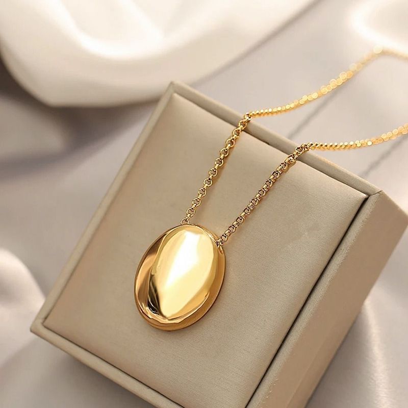 2025 Women Fashion Brand new matte metal oval pendant, geometric long women's sweater luxurious and charming fine necklace, artificial_voghion.com