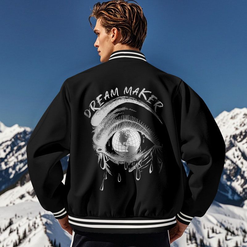 Herrenbekleidung Herren Vintage Fleece Baseballjacke - Retro Button-Up Bombermantel mit Stehkragen, Verdickte Freizeitoberbekleidung für den Winter_voghion.com
