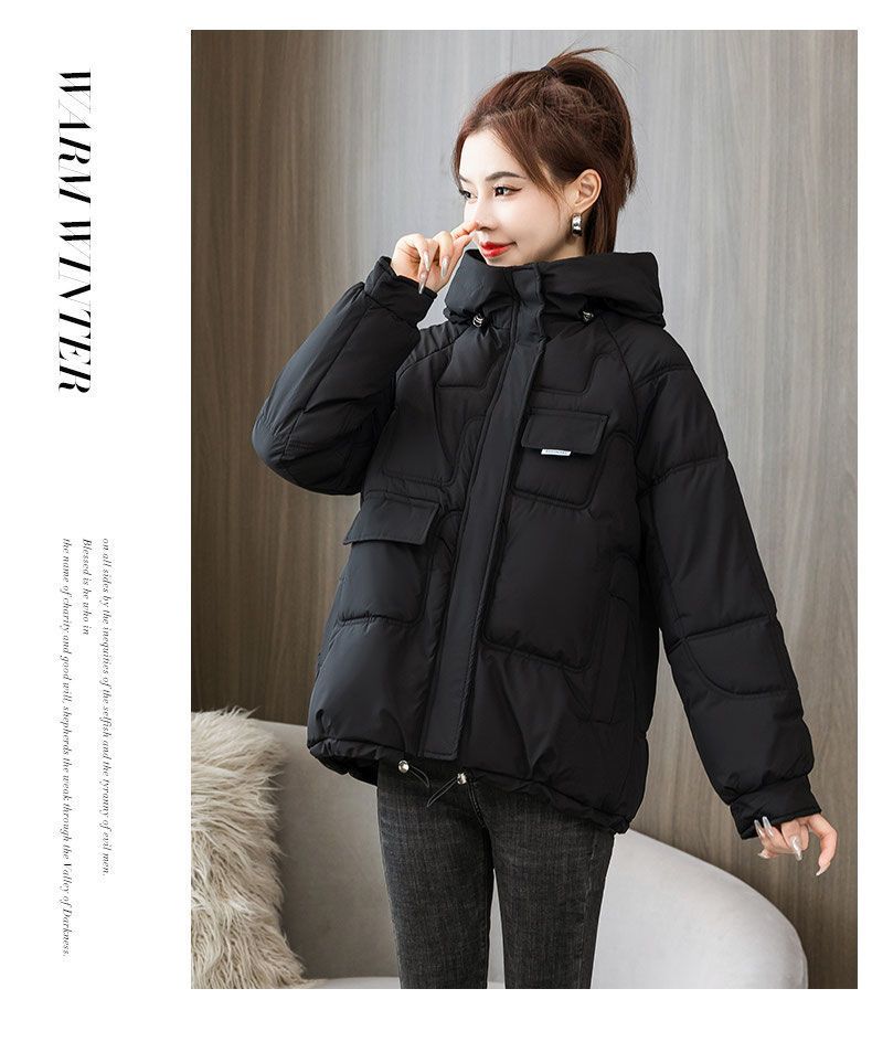 Kadın Kışlık Kapüşonlu Mont, Hafif Sıcak Mont, Büyük Beden Kısa Dış Giyim, Minyonlardan Kıvrımlılara Uygun Günlük Moda Parka_voghion.com
