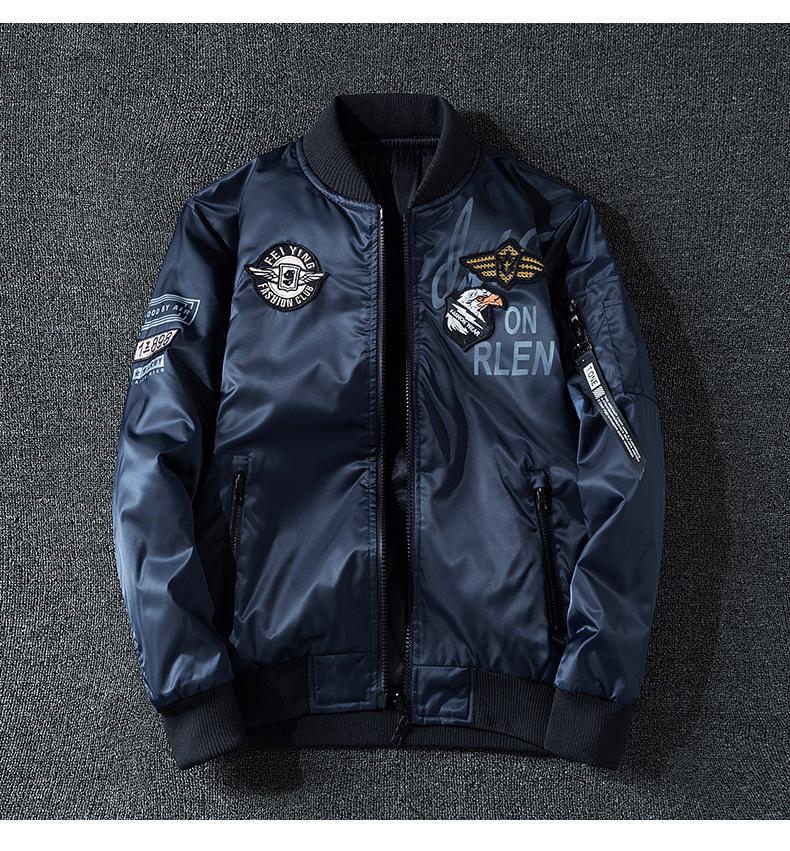 Jackett Männer Fréijoer an Hierscht Pilotjackett Plus déck Aarbechtskleeder Trendy Mark Duebelsäiteg Zwee-Wear Baseball Uniform_voghion.com