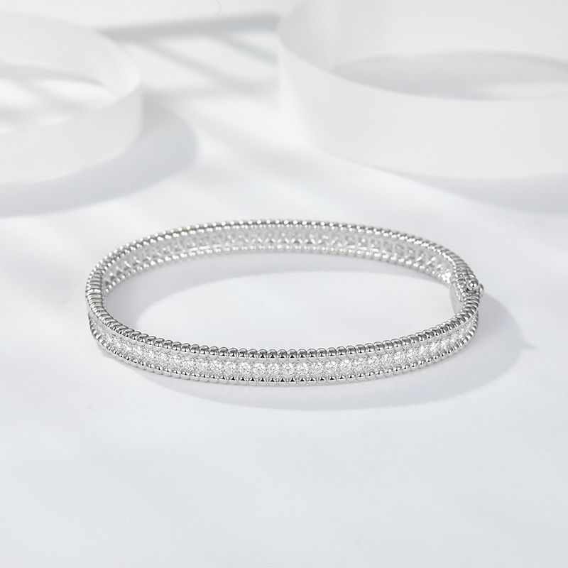 Bracciale in argento con moissanite pieno di diamanti, caleidoscopio, perline rotonde, braccialetto alla moda da donna_voghion.com