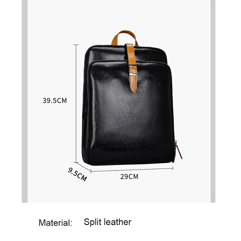Wasserdichter Rucksack aus Leder im Modetrend, Computertasche, Unisex, mit mehreren Fächern und großem Fassungsvermögen_voghion.com