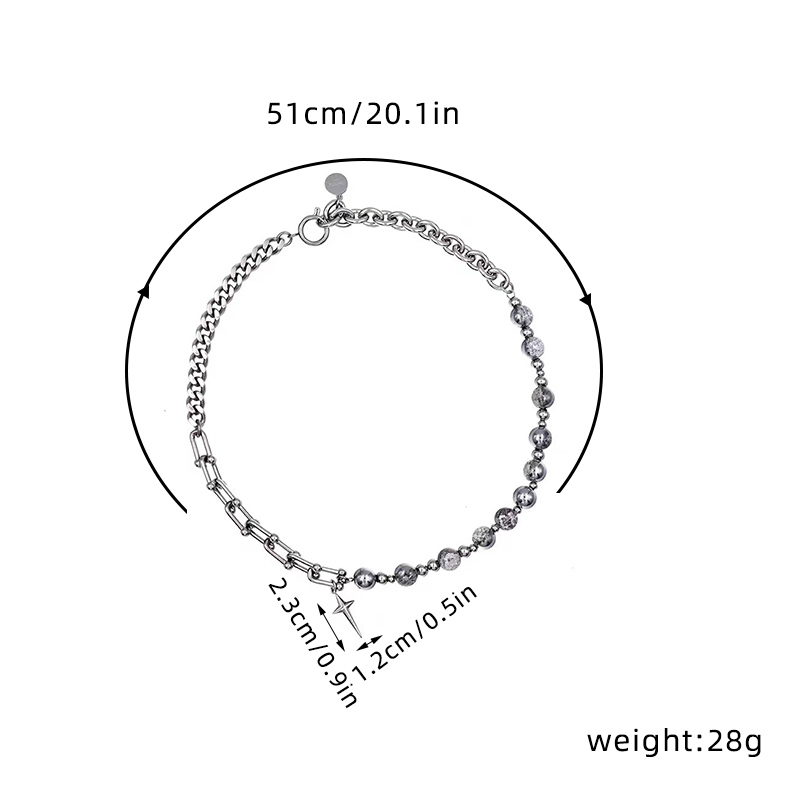 2025 New Arrivals Punk Star Pendant Baroque Women Asymmetric Black White Pearl Stainless Steel Necklace Jewelry_voghion.com