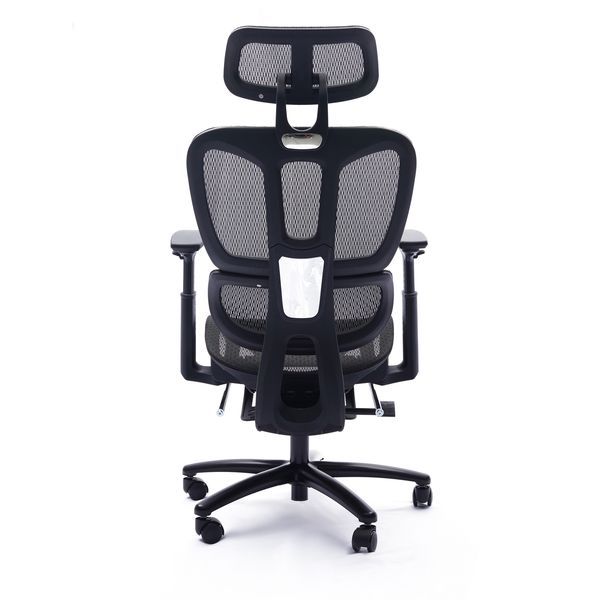 Adjustable Ergonomic Black Mesh Office Chair With Headrest And Footrest, Conference/Computer Desk Chair_voghion.com