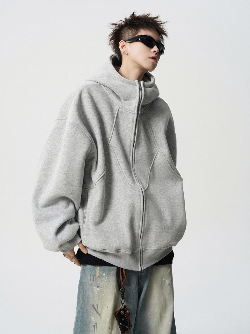 Felpa con cappuccio cardigan spesso da uomo, nuova tendenza, con cerniera, per ragazzi, primavera e autunno, patchwork, giacca con cappuccio_voghion.com