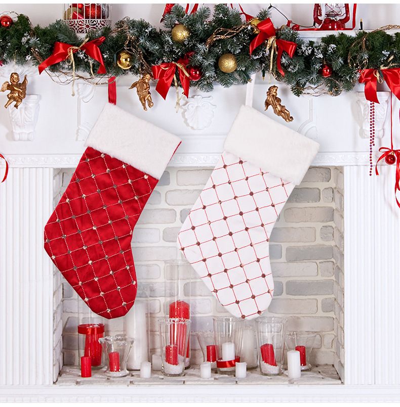 Home & Garden New Christmas Decoration High-end Christmas Stocking Red Christmas Stocking Gift Bag Tree Hanging Gift Socks_voghion.com