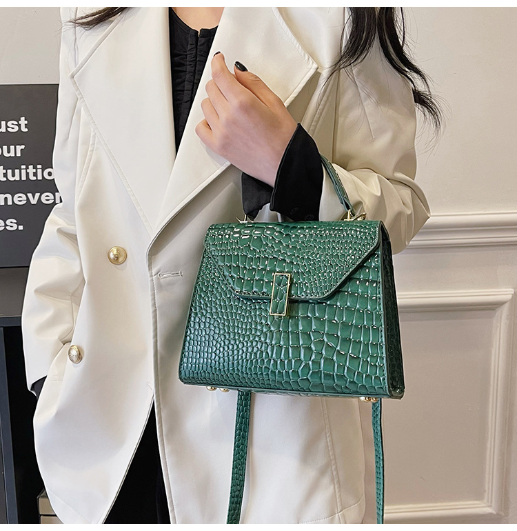 Damentasche Retro-Mode-Atmosphäre kleine quadratische Tasche Tragetasche Damentasche Krokodilstruktur elegante Umhängetasche_voghion.com