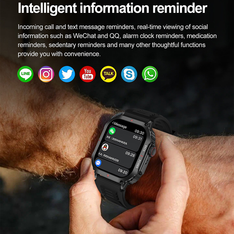 DK66 Smart Watch 1,95 inch Smartwatch Fitness Hardloophorloge Bluetooth Temperatuurbewaking Stappenteller Gespreksherinnering Compatibel met Android iOS_voghion.com