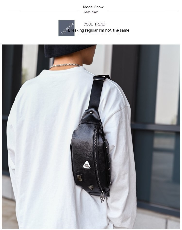Männer brusttasche punk stud vintage umhängetasche mode PU multifunktionale gürteltasche straße lässig umhängetasche männer_voghion.com