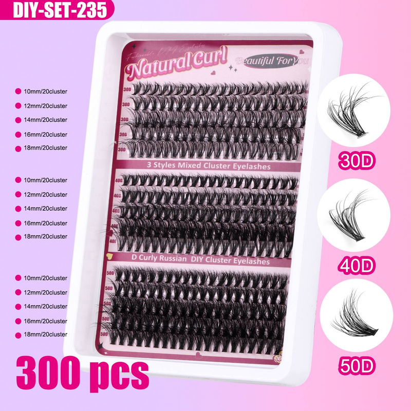 Hot DIY einzelnes Büschel Haar große Kapazität 50D + 60D Curling dicke gemischte falsche Wimpern_voghion.com