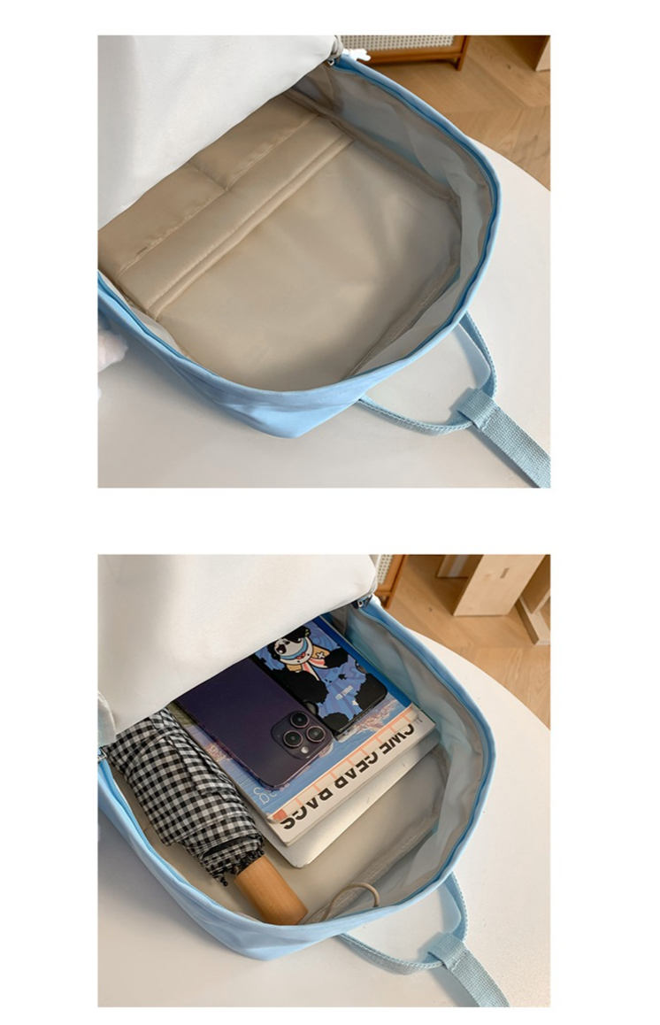 Women's Bags style girl backpack version of middle school student backpack large capacity solid color nylon personality backpack_voghion.com