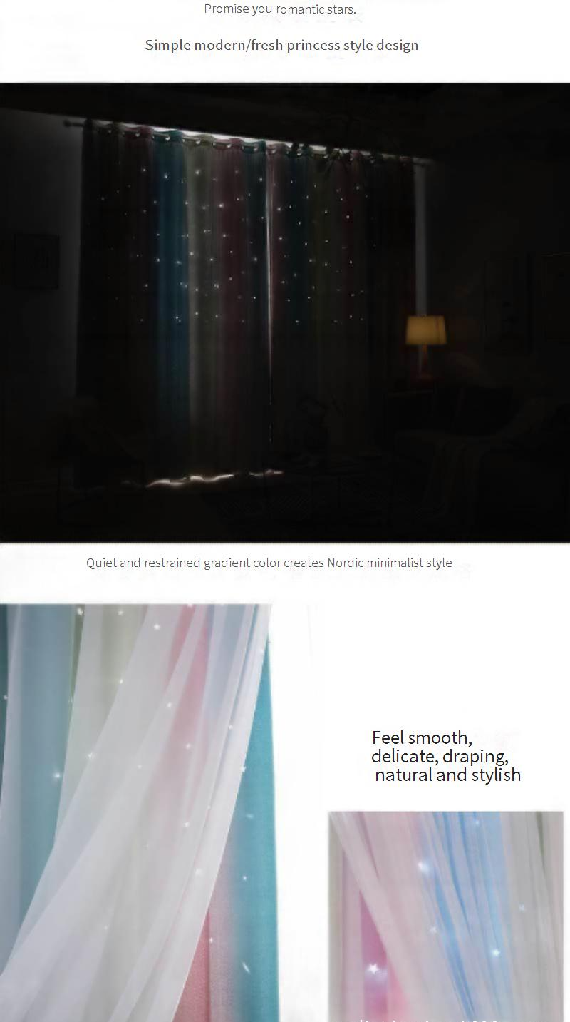Cortina de gaze blackout integrada com listras gradientes Morandi de camada dupla_voghion.com