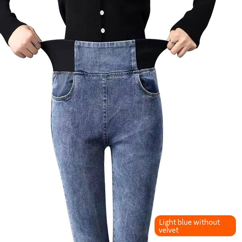 Jean skinny extensible doublé polaire pour femme – Jegging amincissant taille haute avec ceinture élastique pour un confort optimal_voghion.com