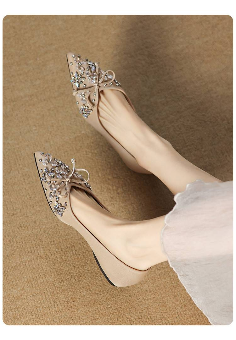 Cameido Women's Casual Shoes - Beige Pointed Toe With 1CM Drop Glue Sole_voghion.com
