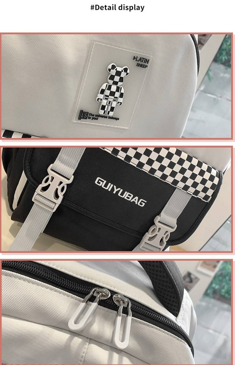 GUIYU Large Capacity Checkered Backpack For School & Travel - Lightweight Durable Unisex Rucksack With Breathable Cushioned Straps (Multiple Colors)_voghion.com