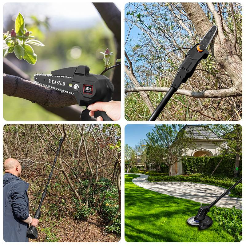 Cordless Lithium-Ion Electric Chainsaw With Extendable Pole For Tree Pruning, Wood Cutting & Gardening – Lightweight & Powerful (2.3kg)_voghion.com