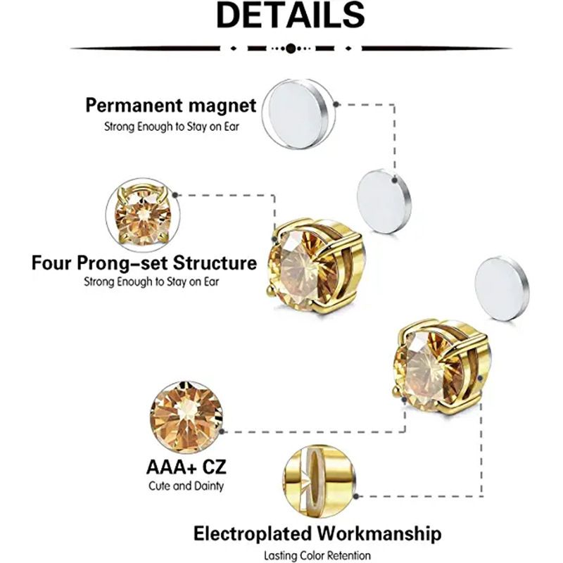 Jewelry & Accessories Earrings For Men And Women Without Pierced Ears, Earrings,hot Selg Zircon Magnet Ear Clips,_voghion.com