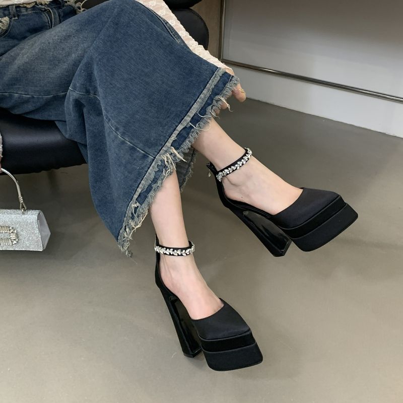 2025 Summer New Thick Heel Waterproof Platform Dew Pointy Head High-heeled Women's Sandals_voghion.com