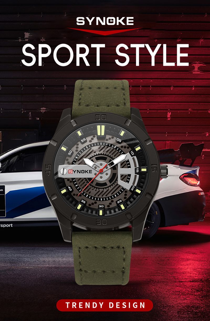 Men's Retro Fashion Quartz Watch With Leather Strap, Large Dial, Water Resistant, Casual & Sporty Style Retro Design Large Screen Trend_voghion.com