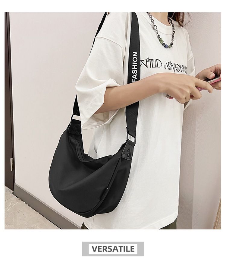 Borsa in tessuto di nylon da donna, borsa a tracolla semplice con motivo a mezzaluna, borsa a tracolla per coppia, borsa a tracolla per sport e tempo libero_voghion.com