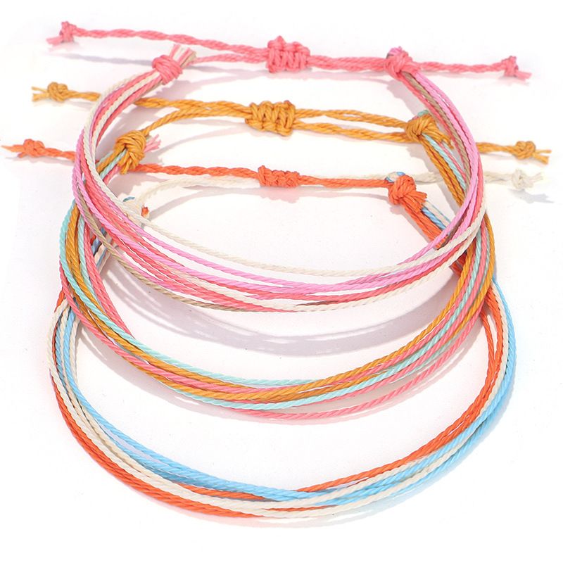 New Bohemian Vacation Style Colorful Wax Thread Handmade Woven Anklet_voghion.com