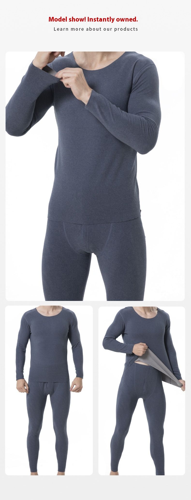 Set intimo caldo arancione interno confortevole interno uomo calore pelle sotto copertura vestiti pantaloni autunnali_voghion.com