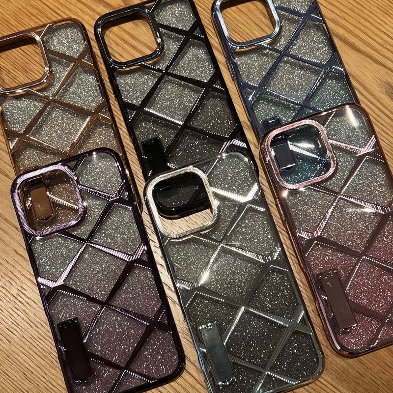 Phone Case & Covers Applicable To Mobile Phone Case Invisible Bracket Gradient Glitter Diamond Pattern IPhone15 Light Luxury_voghion.com