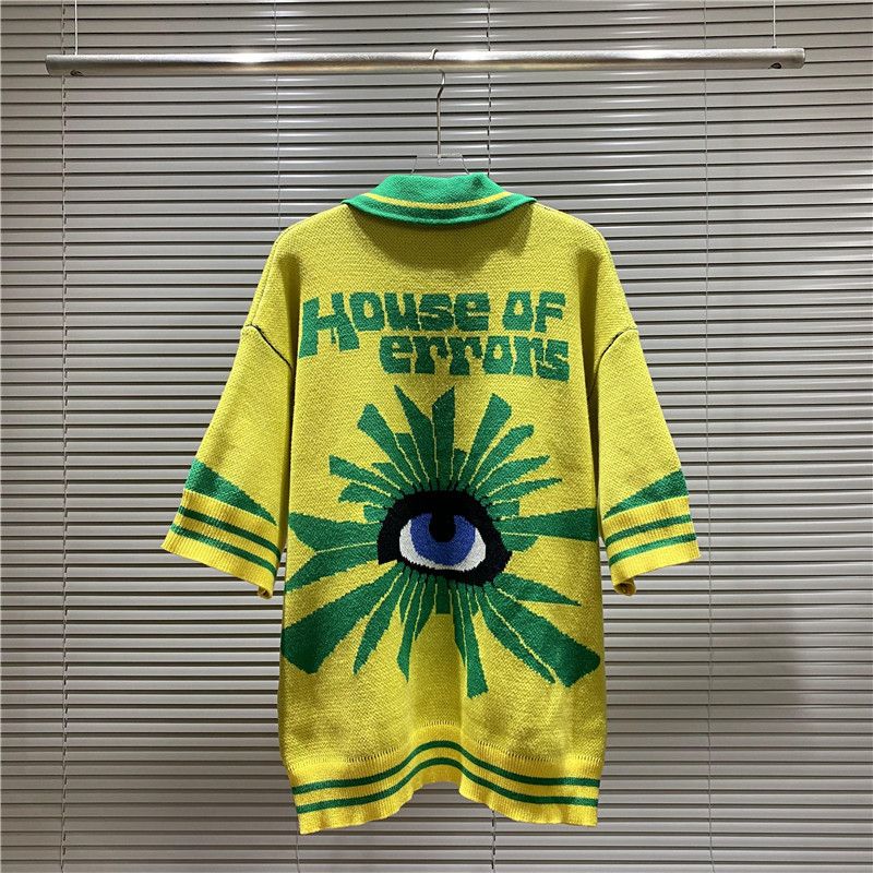 House Errors Jersey Style Eye Of Truth Five-Color Jacquard Polo Collar Unisex Sweater_voghion.com