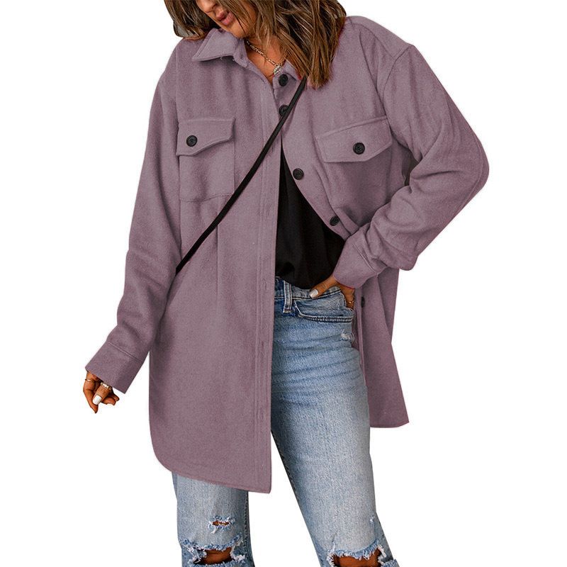 Vrouwen Winter Nieuwe Effen Kleur Enkelrijs Casual Revers Wollen Jas Voor Vrouwen_voghion.com