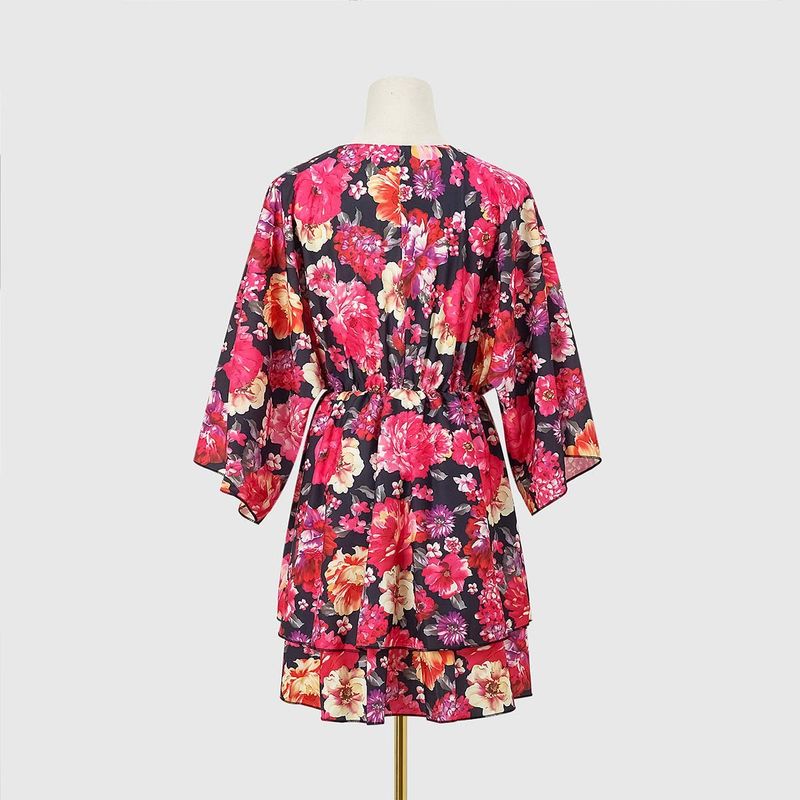 Abito estivo da donna con scollo a V profondo e maniche a sette quarti stampato_voghion.com