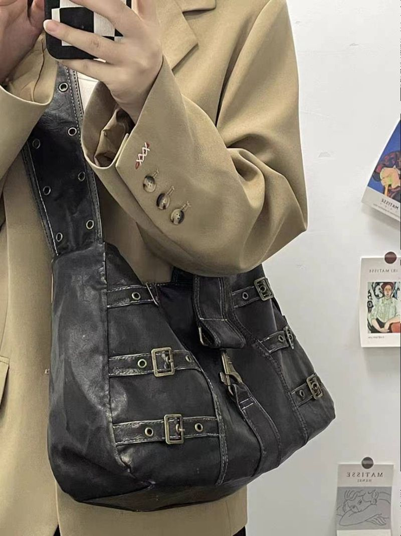 Große Tragetasche Damen, neues High-End-Gefühl, Vintage-Einzelschulterhandtasche, breiter Schultergurt, Umhängetasche_voghion.com