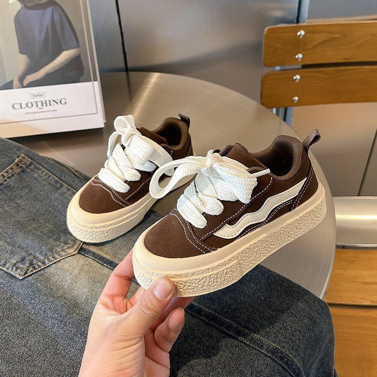 Scarpe da ginnastica basse in tela con lacci e suola morbida per bambine, primavera 2025, nuove scarpe casual per bambini di medie e grandi dimensioni, tendenza moda_voghion.com