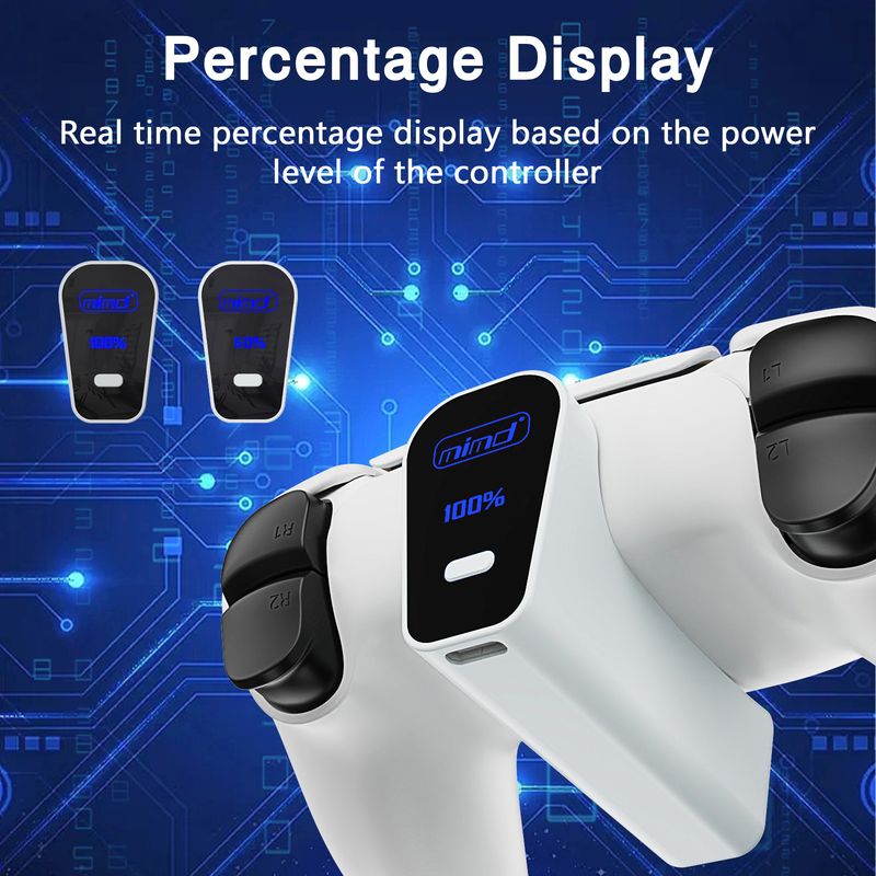 Wiederaufladbarer Akku für den PS5-Gamecontroller 2000 mAh mit Digitalanzeige Endurance-Plug-in-Ladegerät für den PS5-Elite-Controller_voghion.com
