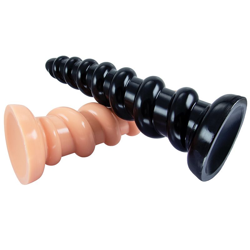 Spirál anális dugó tágító 3,6-6,5 cm-es pálcika alakú nyílással, krizantém G-pont masszírozó csíkkal, anális ostorral_voghion.com
