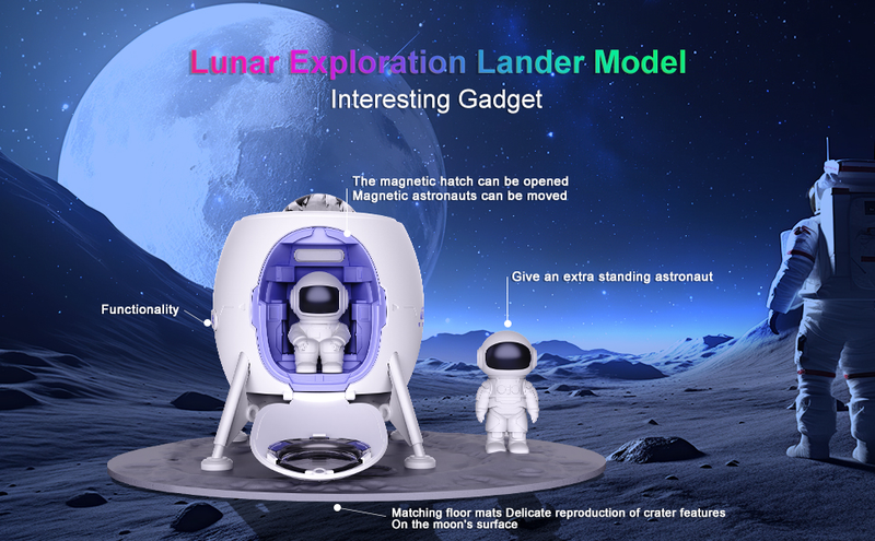 Projektor galaktyki z efektem zorzy polarnej z 2 astronautami - Lander Aurora Kids Night Light, zasilany przez USB, pilot zdalnego sterowania i timer,_voghion.com
