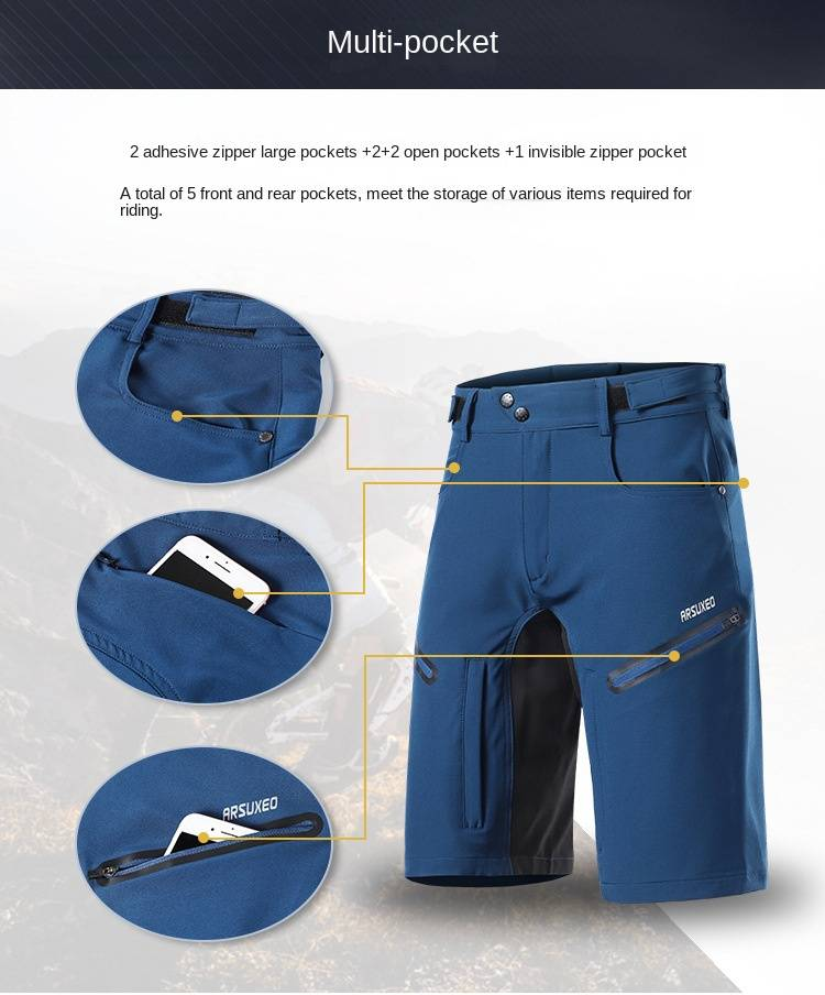 NOKO-ARSUXEO Casual Bergsklättringsshorts Terräng Mountainbike Professionell Cykling Andningsbara Svett Fempunktsshorts_voghion.com