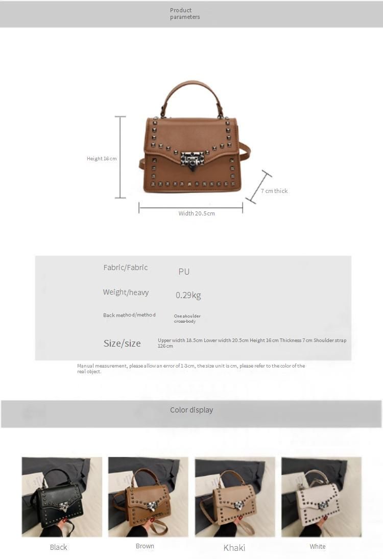 Women's Studded Clutch Bag - Spring PU Small Handbag With Flap Closure (Black, Brown, Beige, White)_voghion.com