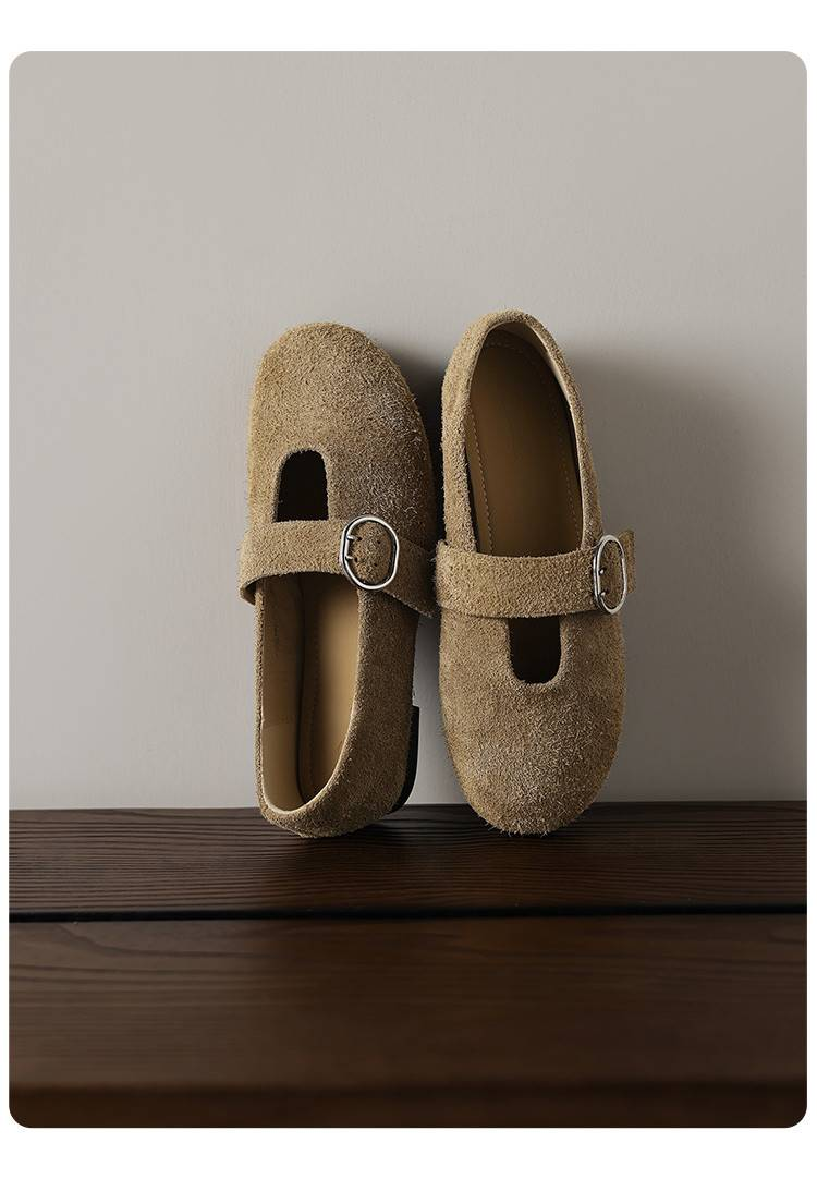 Cameido Women's Loafers Wine Red Brown Suede 1 5cm Round Toe Rubber Sole Casual Shoes_voghion.com