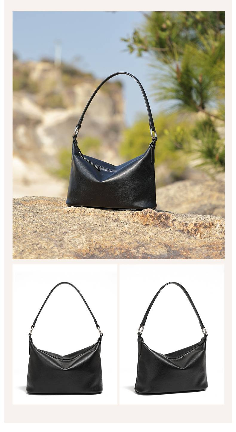 Borsa a tracolla versatile primaverile ed estiva in pelle conciata al vegetale KOSE First Layer Retro Armpit Classic Hobo Bag_voghion.com