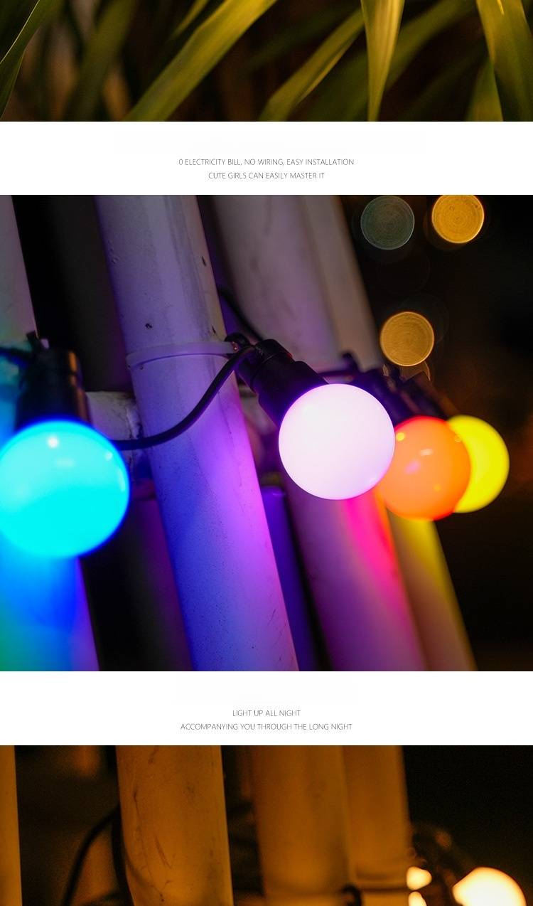 Cordão de Luzes Solares para Exterior, 50 Luzes LED Globo com 8 Modos de Iluminação, À Prova D'água e Resistente às Intempéries para Camping, Pátio, Jardim e Decoração de Festas_voghion.com