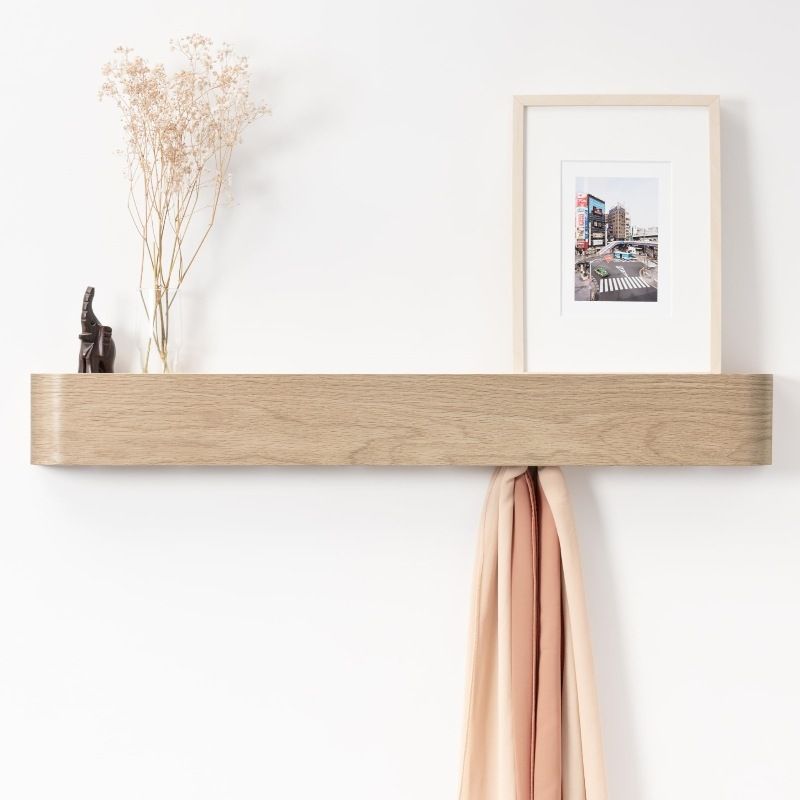 Wall-Mounted Coat Rack – Solid Wood Entryway Hanger With 5 Hooks, Modern Minimalist Shelf For Keys & Hats (No Drilling Required)_voghion.com