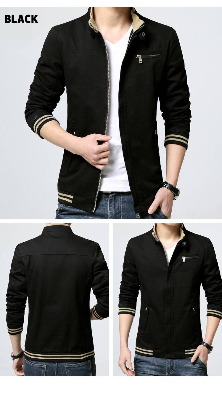 Men's Slim Fit Cotton Jacket For Outdoor & Casual Wear - Lightweight Breathable Zippered Stand Collar Windbreaker_voghion.com