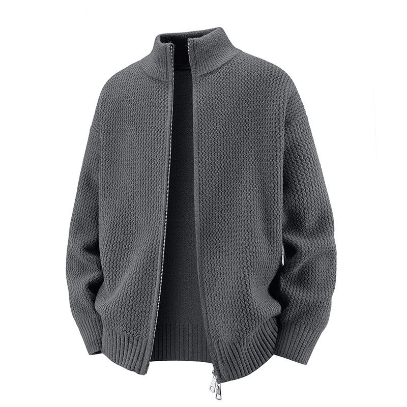 Cardigan da uomo in maglia ondulata - Pullover oversize a maniche lunghe con collo semi-dolce e vestibilità ampia, per autunno e inverno_voghion.com