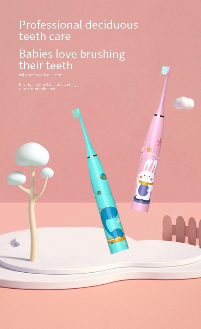 Cepillo de dientes eléctrico para niños: 5 modos, 40 000 RPM de limpieza sónica con 4-10 cabezales reemplazables, resistente al agua y carga USB._voghion.com