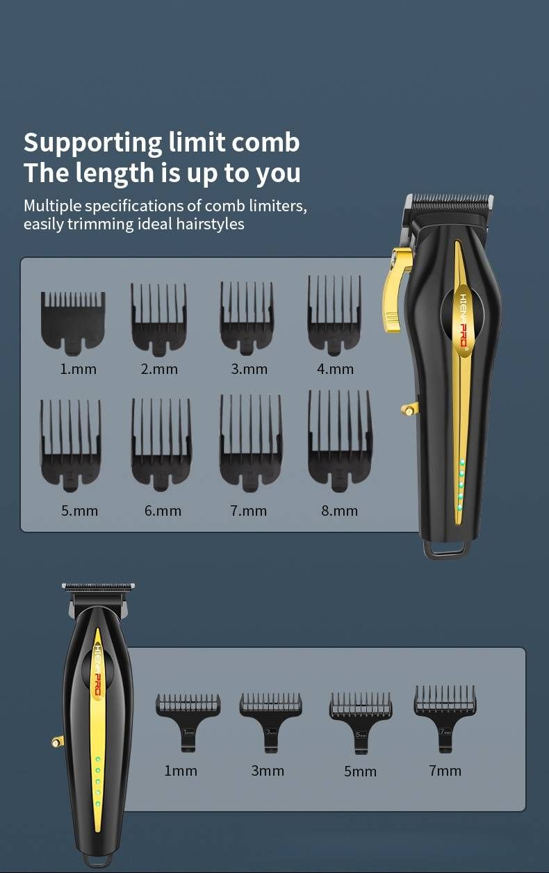 Professional Barber Clipper – Digital Display Cordless Hair Trimmer With Titanium Blades & Gradient Fading (Black/White/Gunmetal)_voghion.com