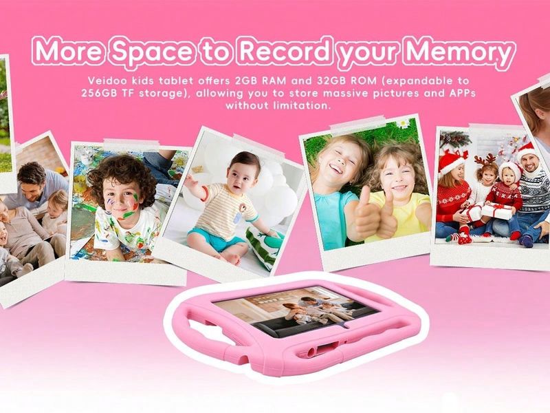 7 Inch Kids Tablet With Shockproof Case, MTK Quad-Core 1.5GHz, 16GB Storage, Android OS – Preloaded Educational Apps, Dual Camera, Bluetooth_voghion.com