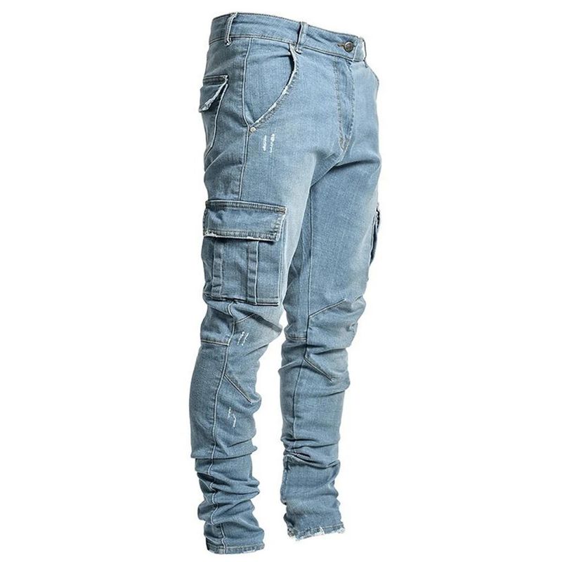 Suitable For All Seasons 2025 New Men's With Side Pockets, Stretch Slim Fit Skinny Jeans_voghion.com